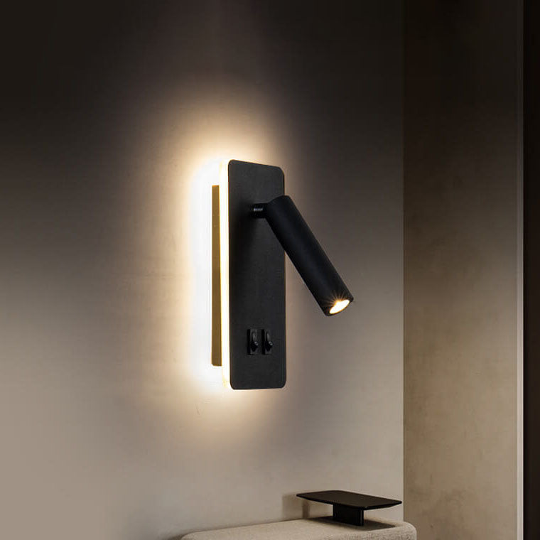 Adjustable LED Reading Sconce 3.3 in Iron Spotlight for Bedroom Hallway Modern Hardwired Task Light Rotatable Arm Wall Fixture Black White