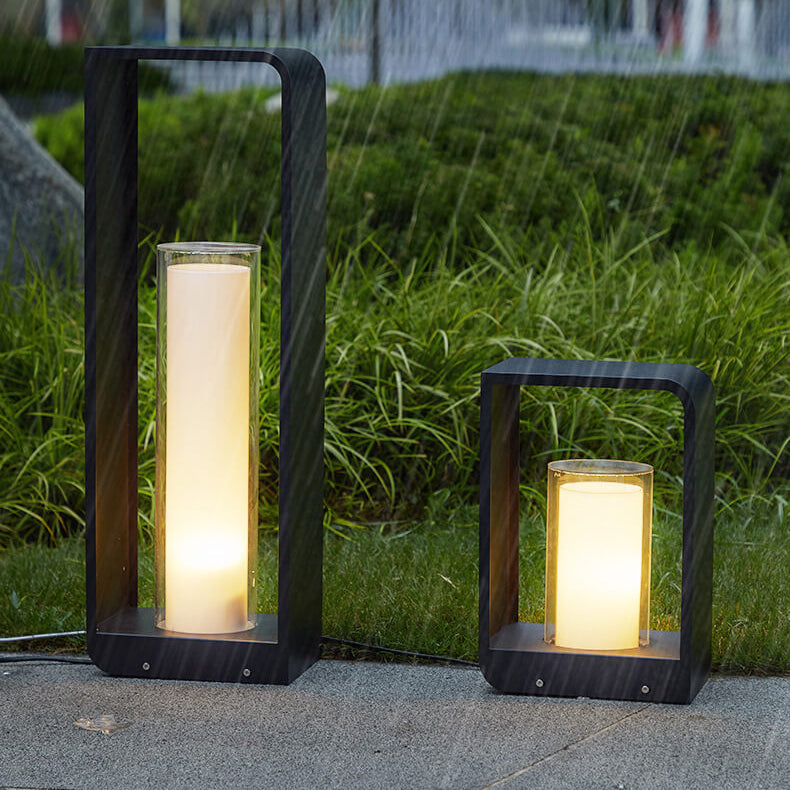 Outdoor Column Path Light – LED Weatherproof Garden Lamp with Rectangular Frame for Patio, Walkway & Landscaping