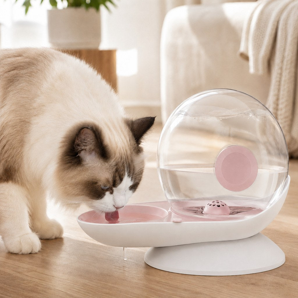 Ortekor 2.8L Gravity Pet Waterer for Cats & Small Dogs – No-Plug Auto Refill for Busy Homes
