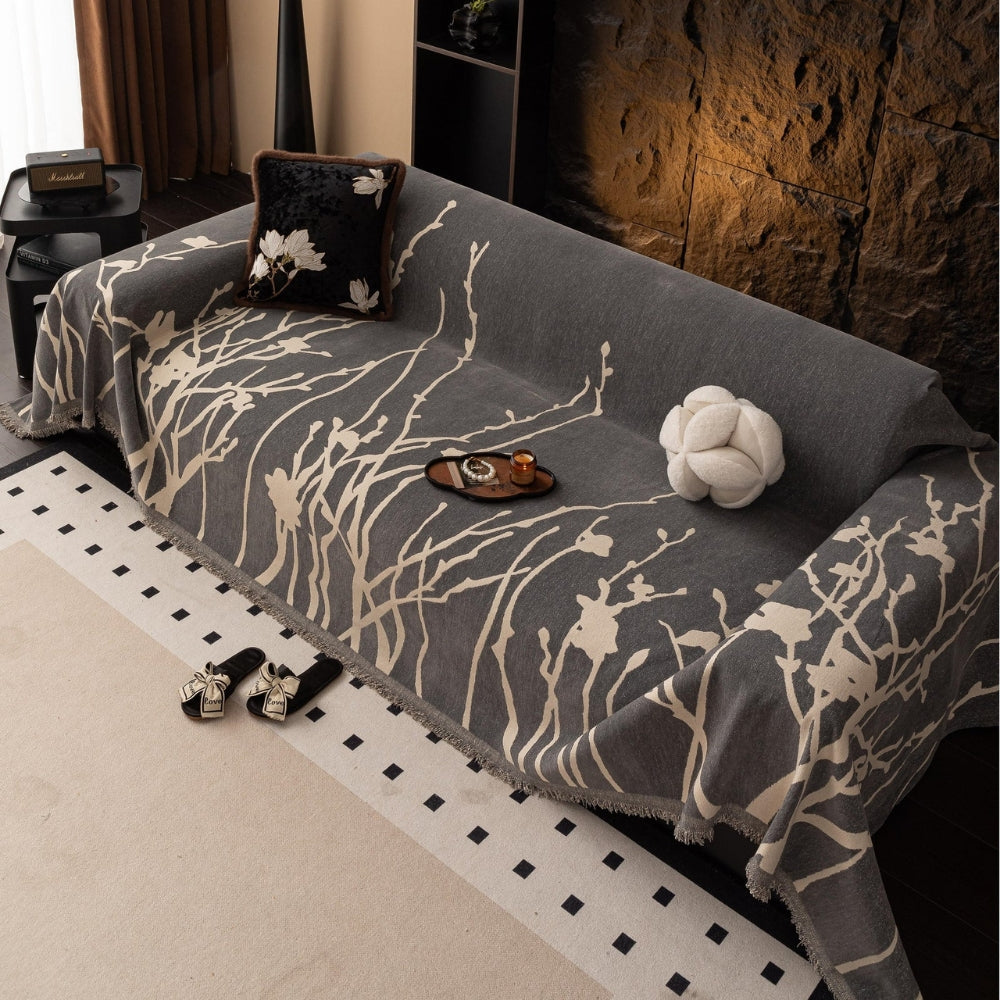Tidal Chenille Sofa Cover - Ultra-Soft Fabric, Elegant Branch Pattern