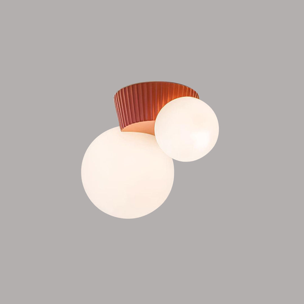 Modern Dual-Globe Flush Mount Light Fixture Green 8.5 Inch Resin for Bedrooms Entryways Small Rooms G9 Compatible Indoor Overhead Lighting
