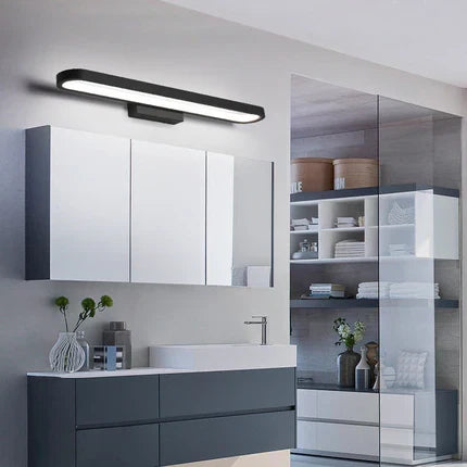 Linear LED Vanity Light 31 in Aluminum Mirror Bar Fixture Black Bathroom Makeup Lighting Strip for Grooming Task Illumination Powder Room Dr