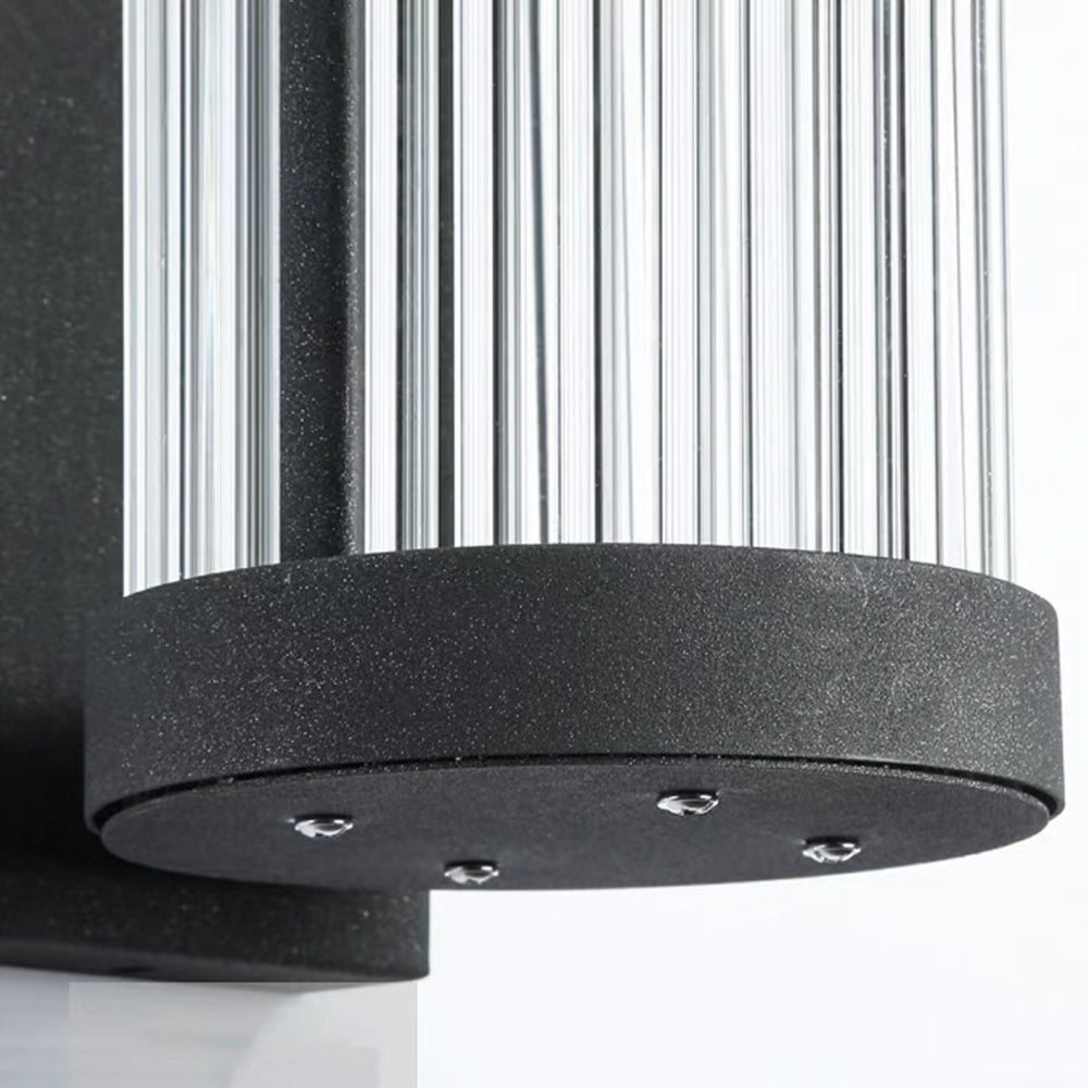 Outdoor Half-Cylinder Wall Sconce with Clear Glass Shade – Metal Construction for Patio & Entryway Lighting