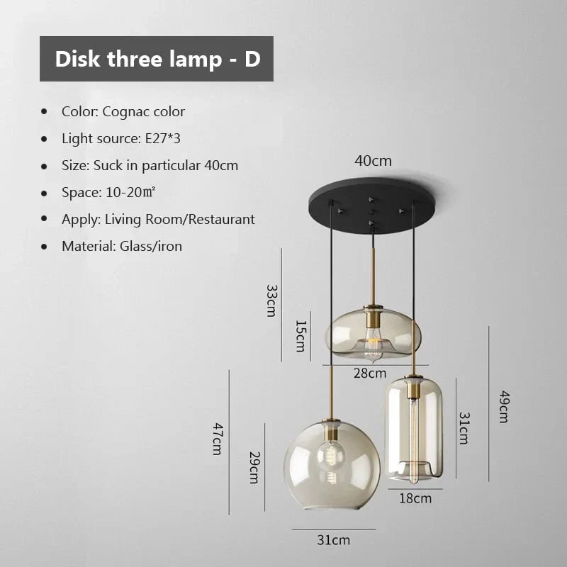Triple Globe Hanging Fixture Amber Glass Shades Copper Hardware for Dining Table Kitchen Island Ceiling Mount E26 Socket 110V US