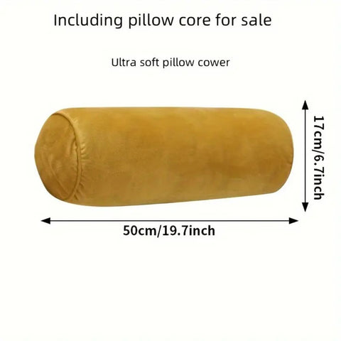 Pavo Bolster Cushion - Plush Velvet, Ergonomic Neck Support