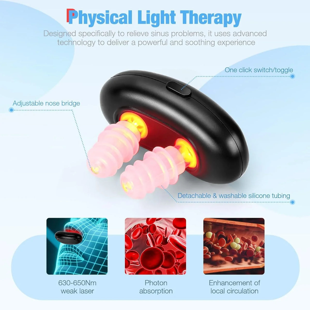 Nasal Therapy Device Red Light Unobstructed Breathing