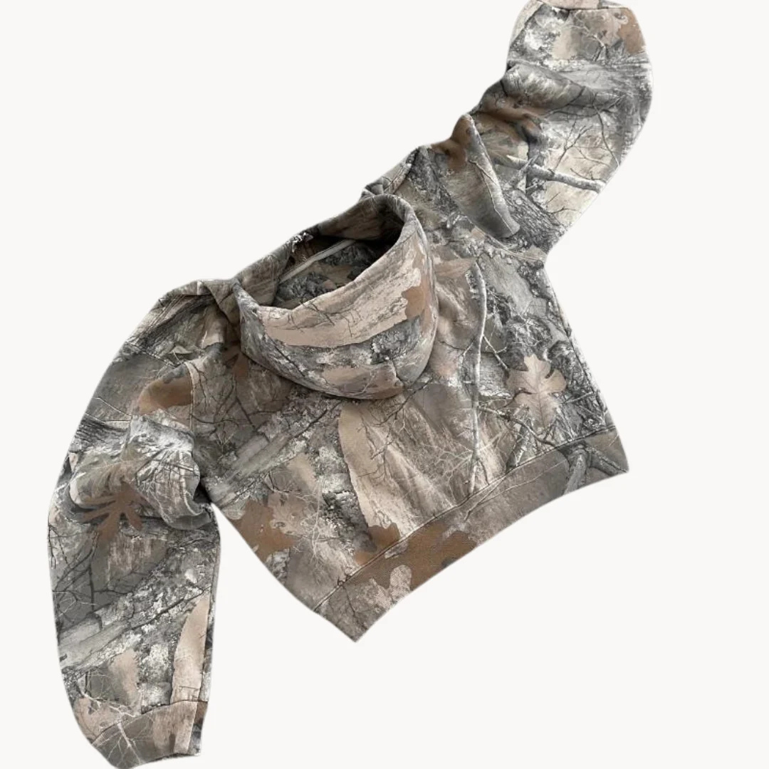 Relaxed Camo Pullover Hoodie for Men & Women – Oversized Streetwear Sweatshirt with Double-Layer Hood