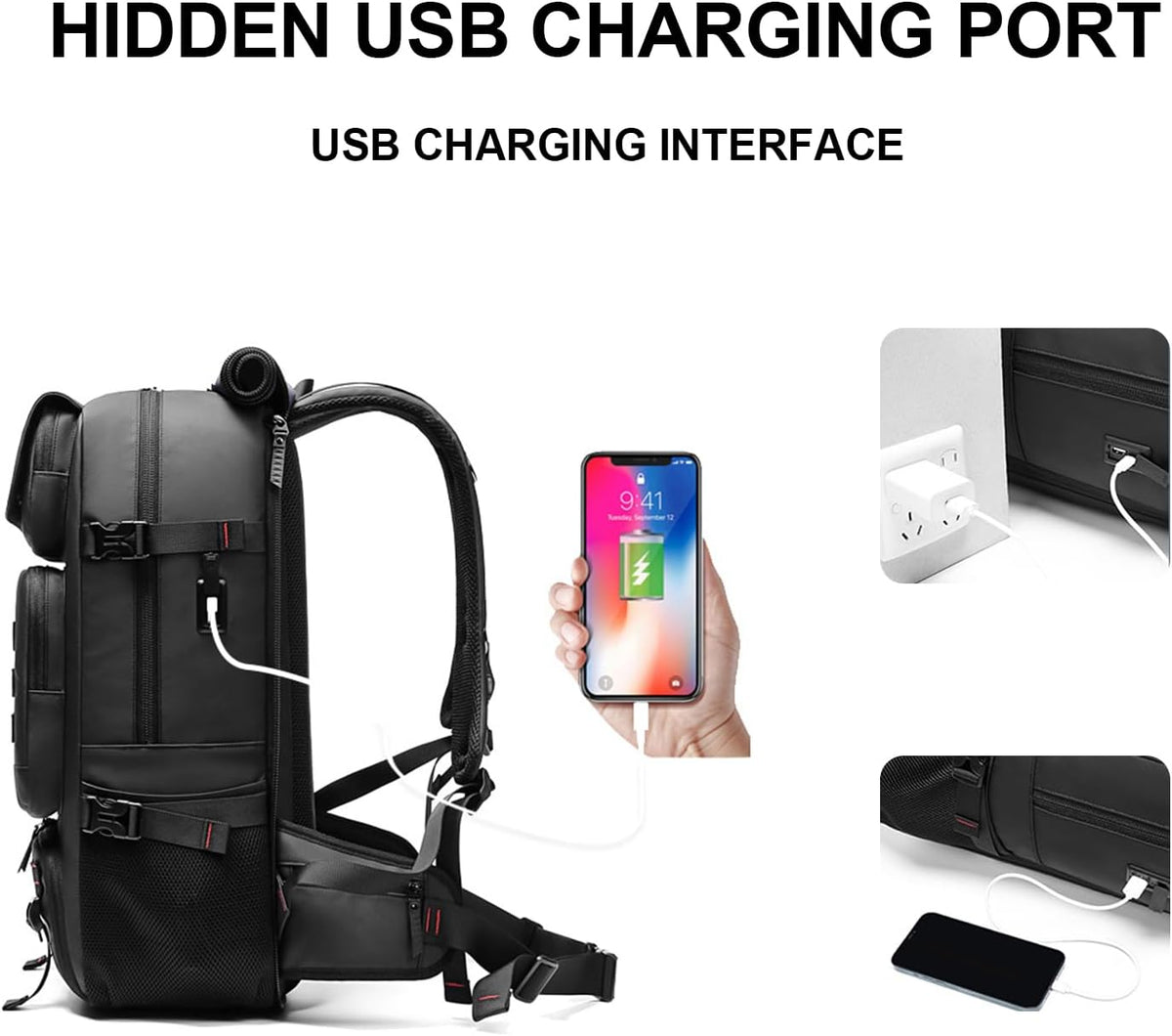 Large Capacity Backpack with Laptop Sleeve, Separate Shoe Storage & Charging Port for Travel, Hiking & Commuting