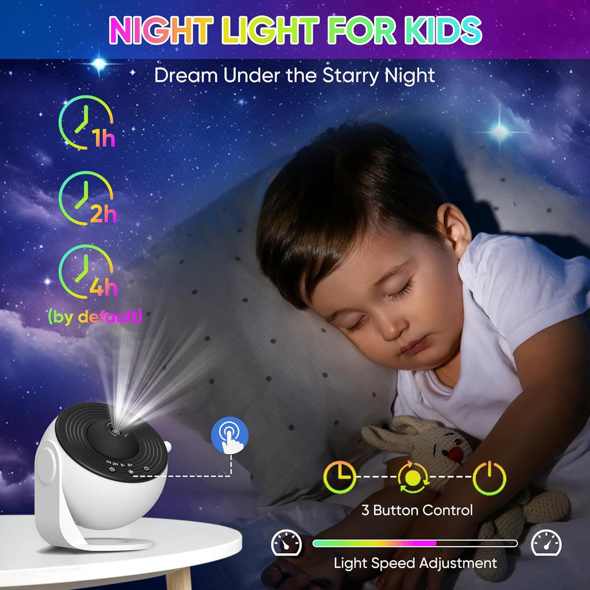 Celestial Oasis | Galaxy Projector Night Light with 360° Rotation | Transform Any Space into a Cosmic Experience
