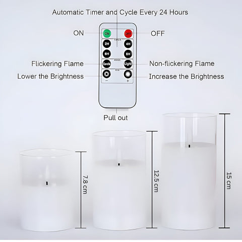 Elysian Flameless Candle Set - 3D LED, electric candle, Safe Ambience