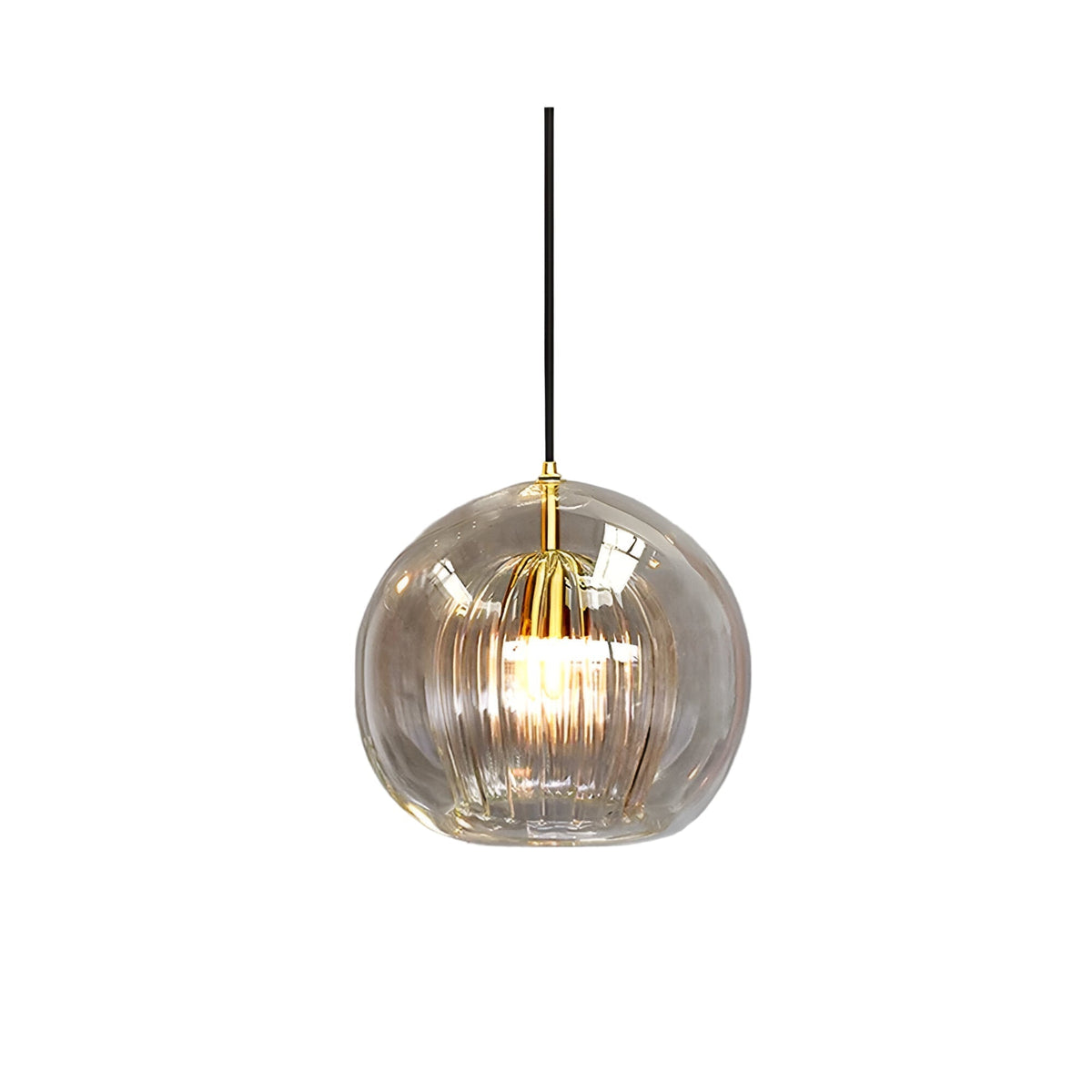 Spherical Glass Hanging Light with Adjustable Height for Kitchen Island, Dining Table, Bedroom | E27 Socket | Modern Orb Fixture for Home an