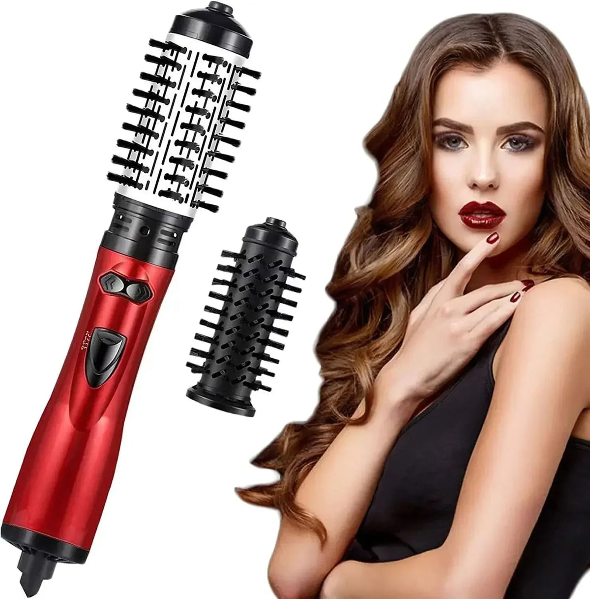 Volumizing Hot Air Brush with Rotating Barrel for Curls & Waves | Ionic Ceramic Styling Wand | Dual Voltage 1000W Hair Dryer Brush