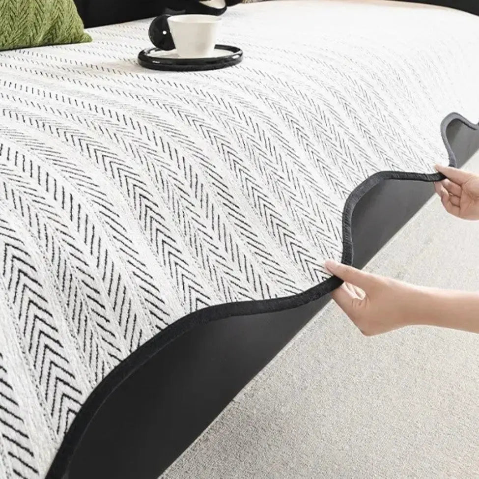 Ortekor Versatile Herringbone Sofa Cover with Scallop Edge for All-Season Protection