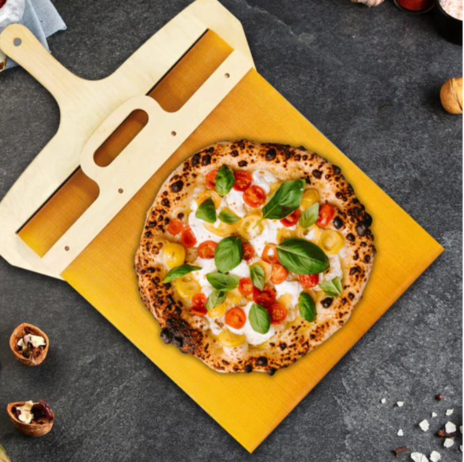 Wooden Pizza Peel with Sliding Non-Stick Surface for Easy Lifting & Transferring Homemade Pizzas Bread Pastries Oven Stone Outdoor Cooking