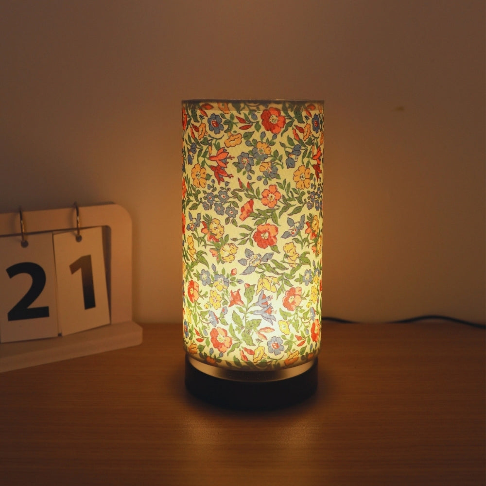 Bloom Table Lamp - Floral Fabric, Vintage Design for Bedroom or Living Room