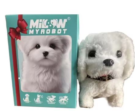 Touch-Activated Robotic Stuffed Animal Puppy Toy Responds to Petting Moves Head and Tail Battery Powered Companion for Kids Elderly Dementia