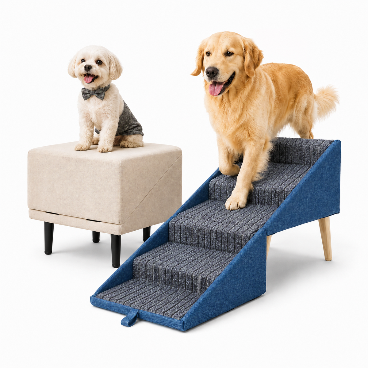Pet Steps | 2-in-1 Dog Ramp & Stairs with Non-Slip Surface | Foldable Design for Easy Access to Bed and Car