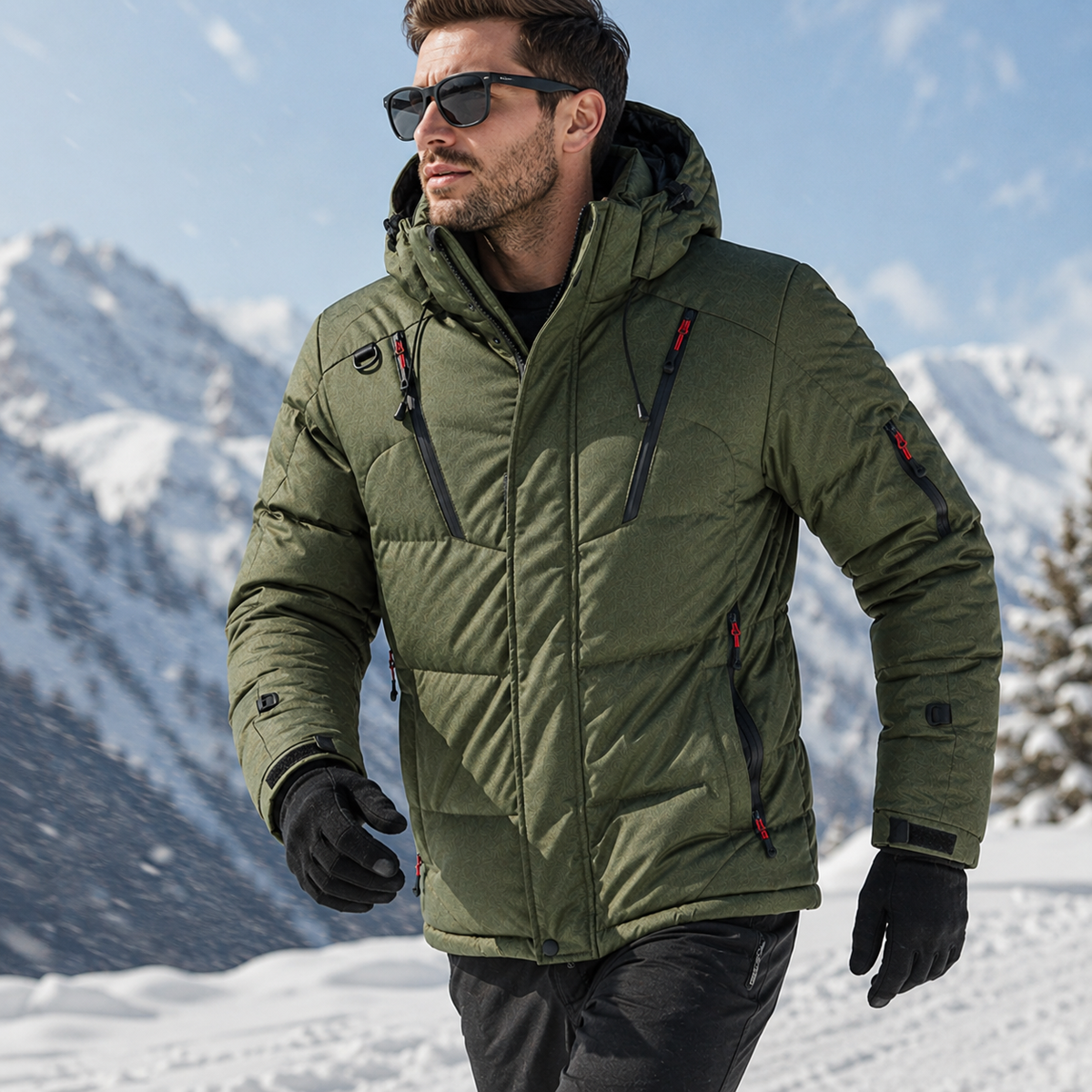 Insulated Winter Parka Jacket with Detachable Hood for Men – Windproof Cold Weather Coat for Outdoor Hiking Camping & Everyday Commuting