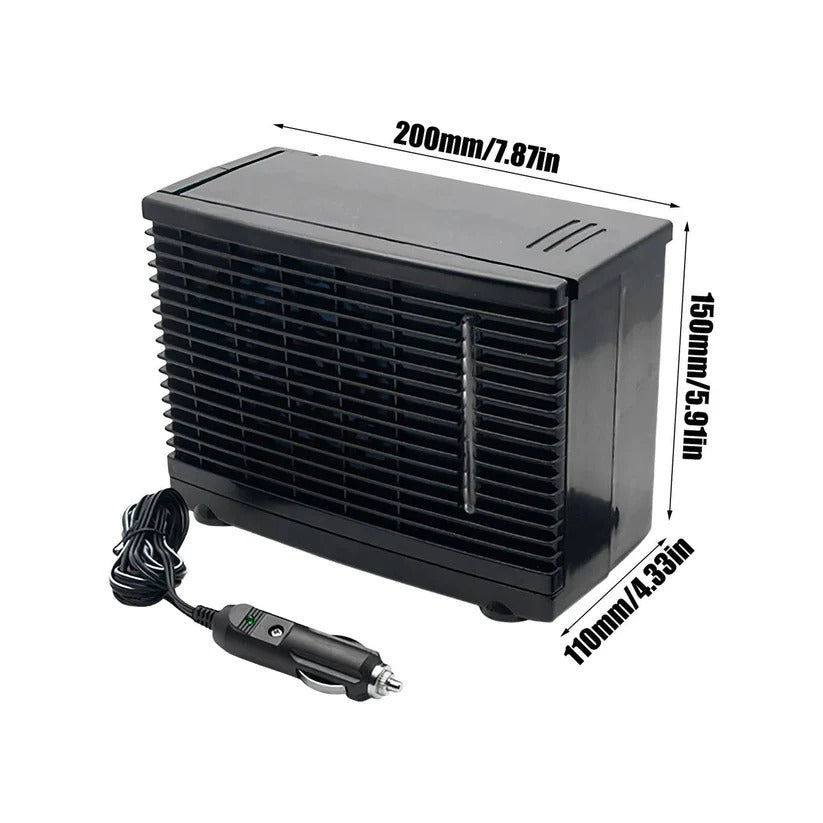 12V Vehicle Air Cooler with Evaporative Mist Technology for Dashboard – Quiet Portable Fan for Cars, Trucks & RVs
