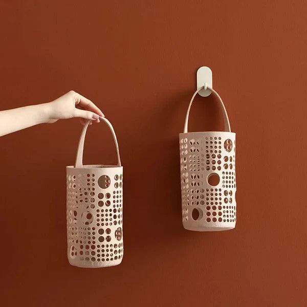 WALLSTOR – Cylindrical wall-mounted storage bag for space-saving home organization