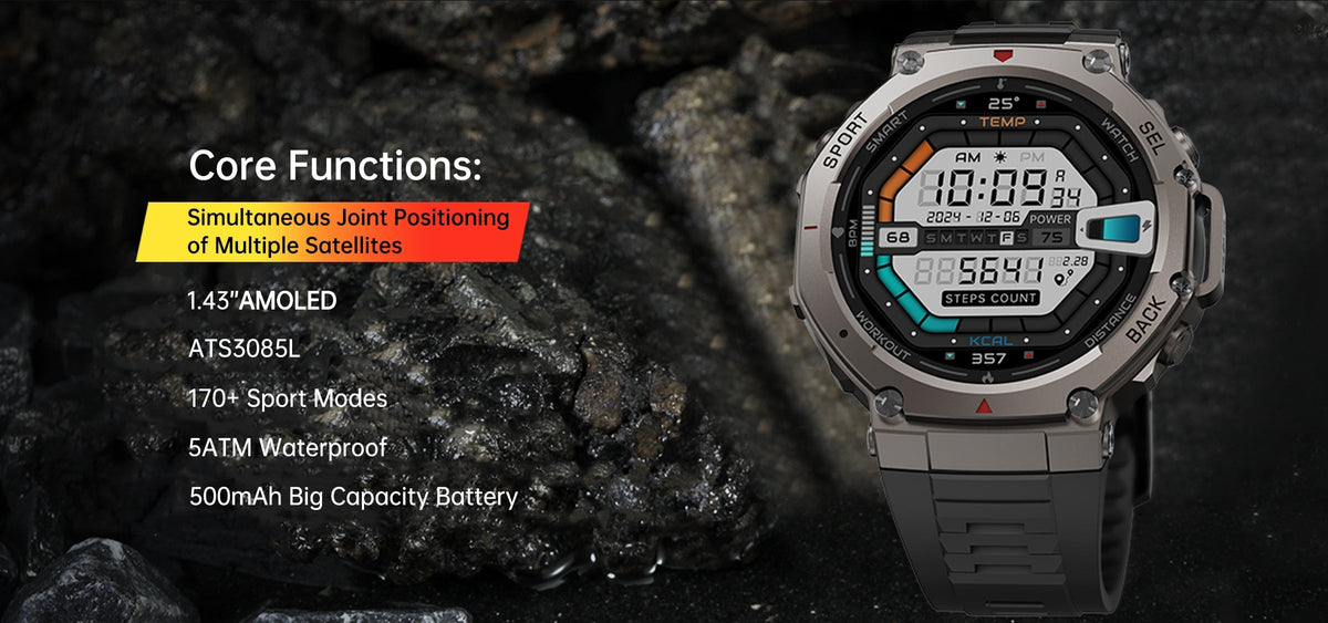 Adventure Ready | GPS Smartwatch with 5 ATM Waterproof Rating | Rugged Design for Outdoor Enthusiasts