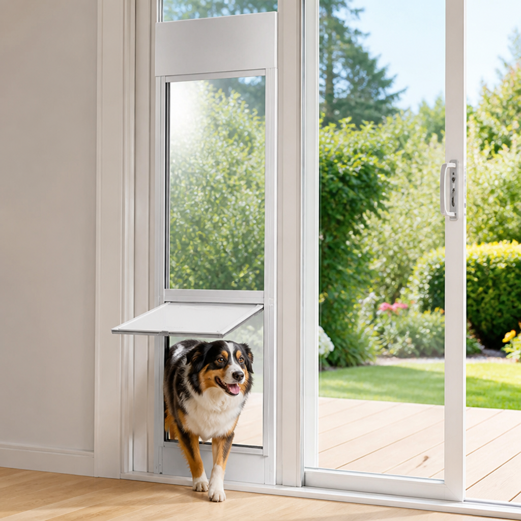 Ortekor Adjustable Height & Secure Lock Sliding Pet Door
