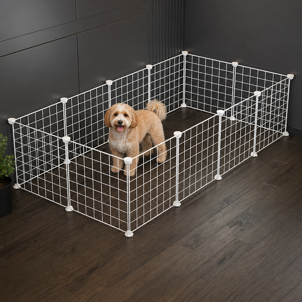 Ortekor Anti-Escape Mesh & Adjustable Steel Frame Puppy Fence