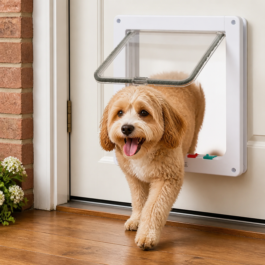 Ortekor Durable ABS Plastic & 4-Way Lock Cat & Small Dog Door
