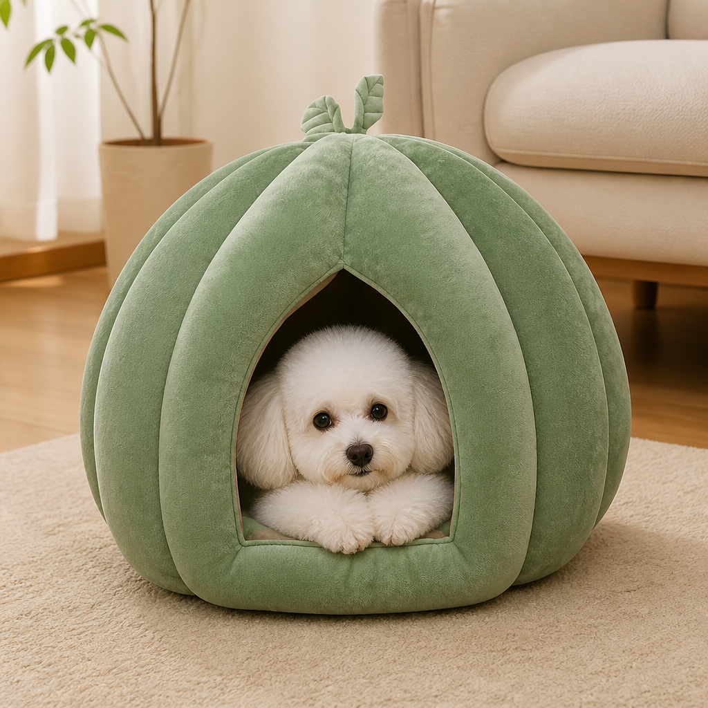 Ortekor Enclosed Pumpkin & Thick Flannel Pet Bed