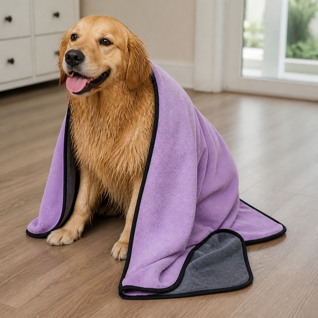 Ortekor Quick-Dry Ultra-Fine Fiber & Super-Absorbent Pet Towel (Machine Washable)