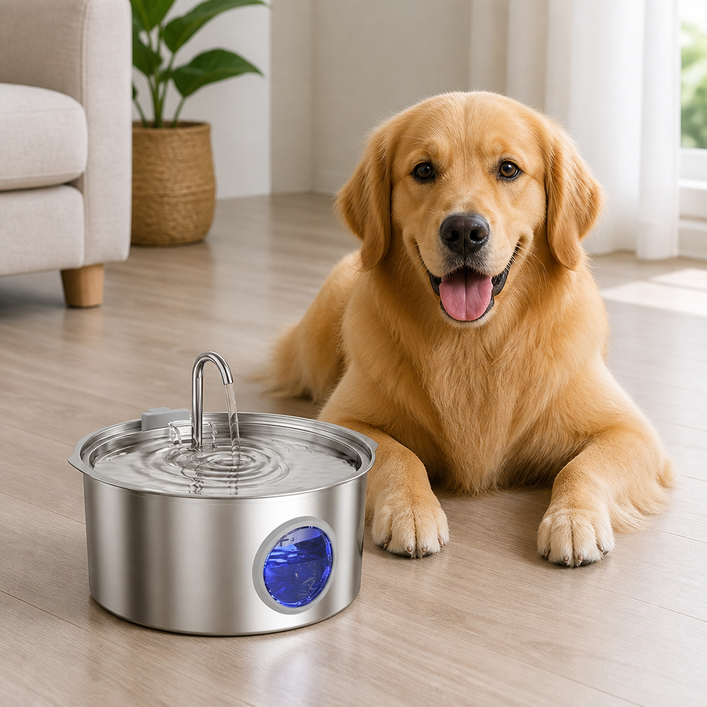 Ortekor Stainless Steel & Ultra-Quiet Large-Capacity Dog Water Fountain
