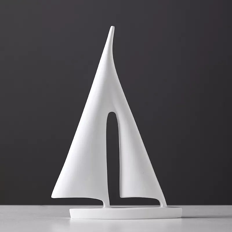 Sailboat Sculpture Statue | Coastal Nautical Home Decor Accent for Shelf, Mantel & Living Room | Polyresin Maritime Figurine