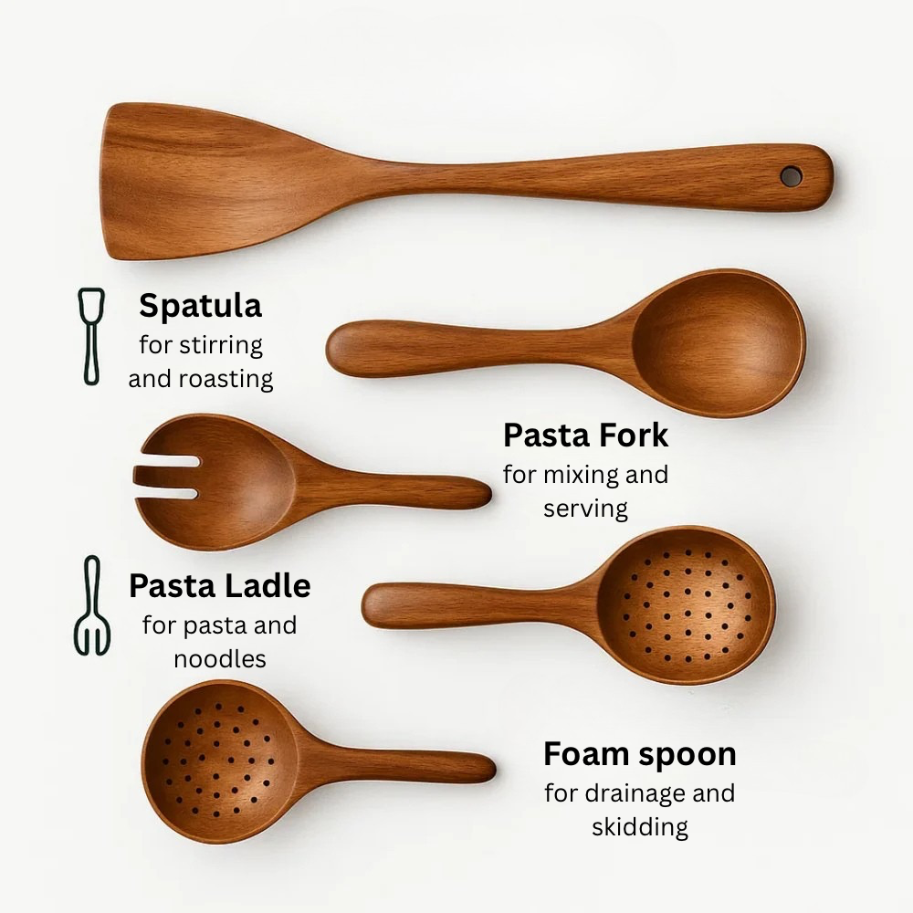 Natural Wood Cooking Utensil Set