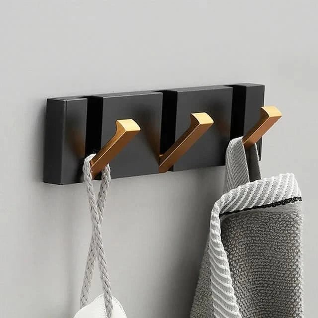 Gancio Fold Collapsible Wall Hooks - Space-Saving Aluminum in Black & Gold