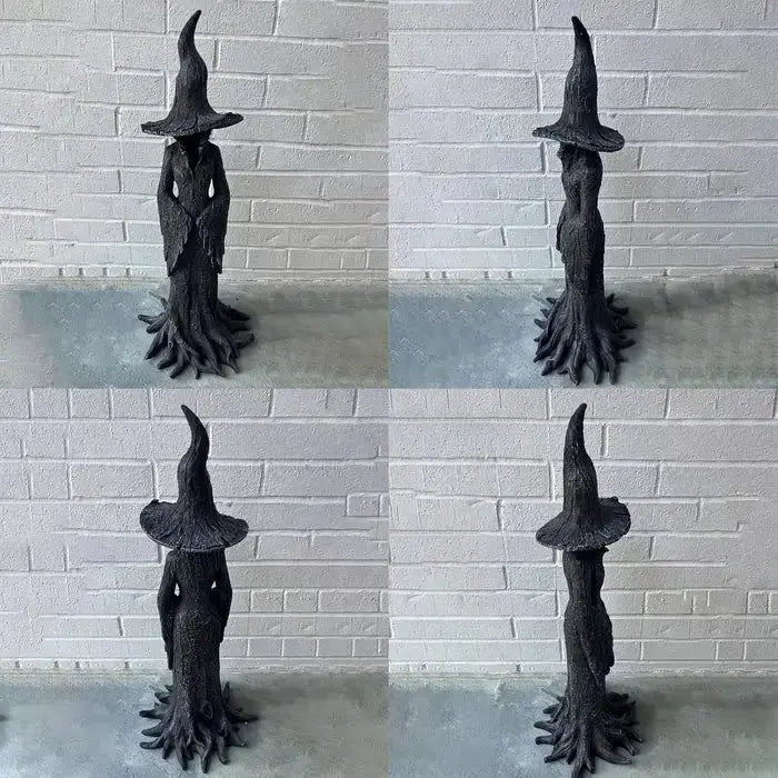 Handcrafted Witch Garden Statue Weatherproof Resin Guardian Figure for Yard Patio Home Outdoor Spiritual Decor Earth Tone Sculpture