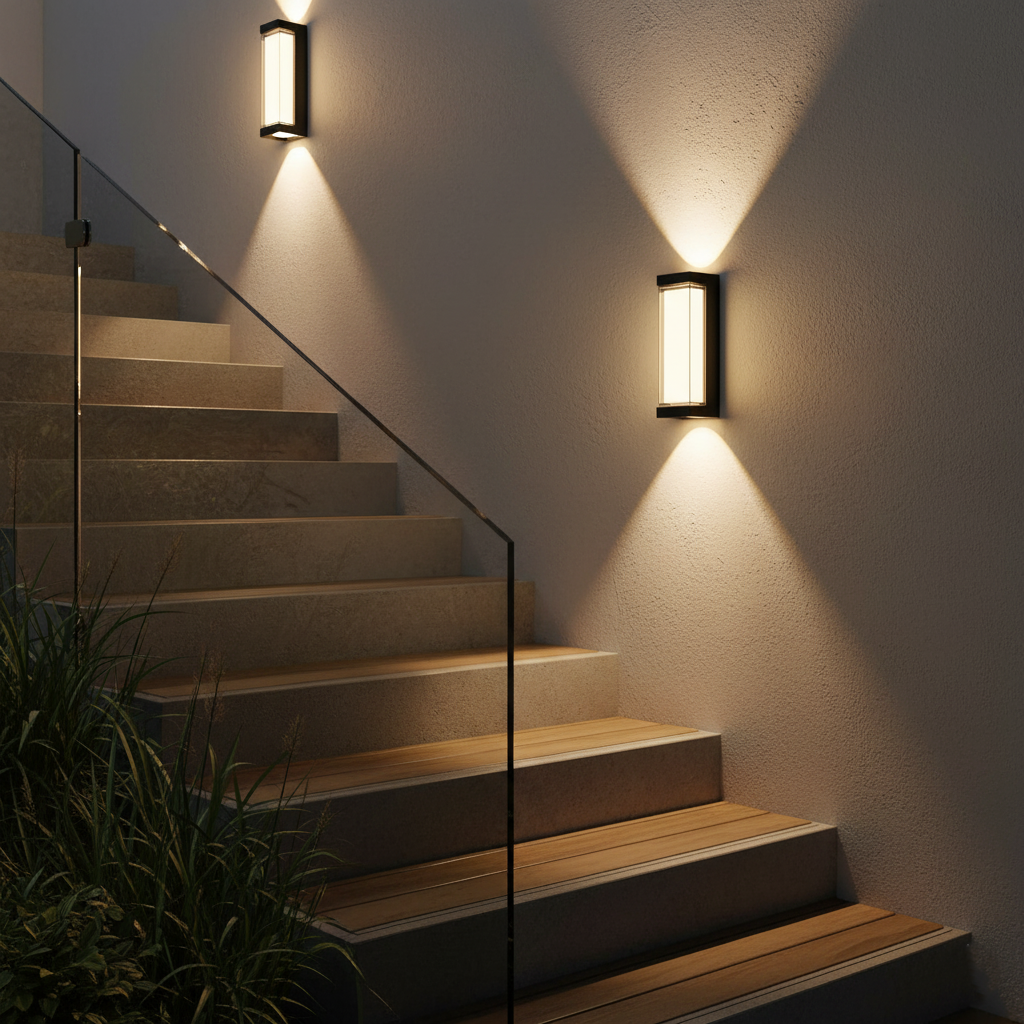 Outdoor Sconce Fixture 10.6 in Black Waterproof Bidirectional Beam for Exterior Walls Entrance Porch Garden Pathway Architectural Accent IP6