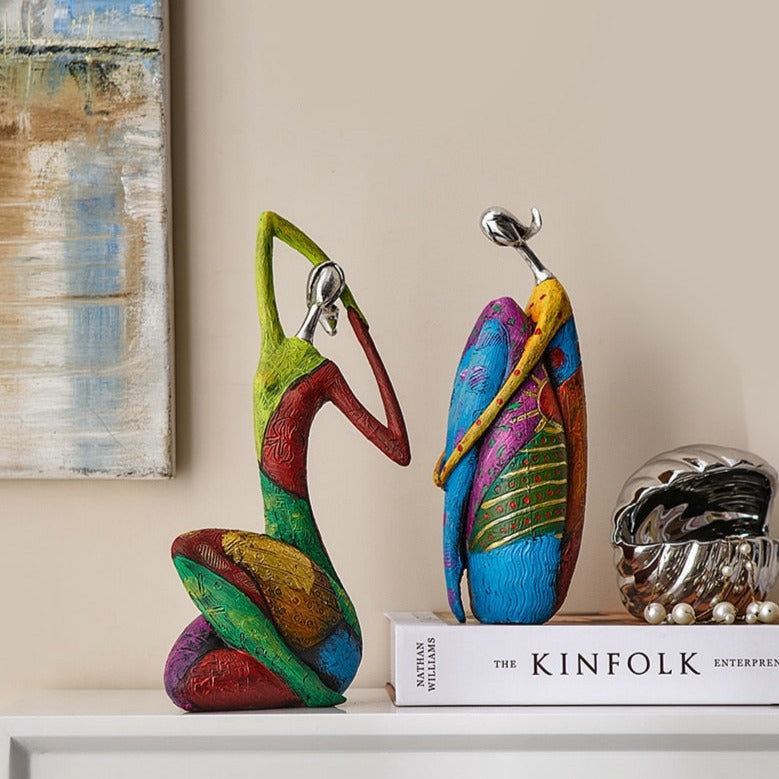 Handcrafted Abstract Colorful Women Sculptures – Unique Home Decor Art Pieces