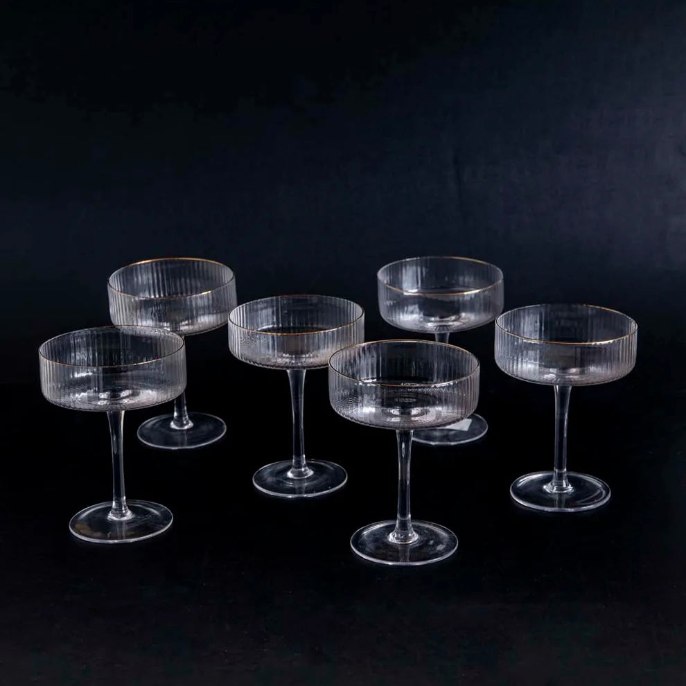 Clear Rimmed Tall Cocktail Glasses Set of 6