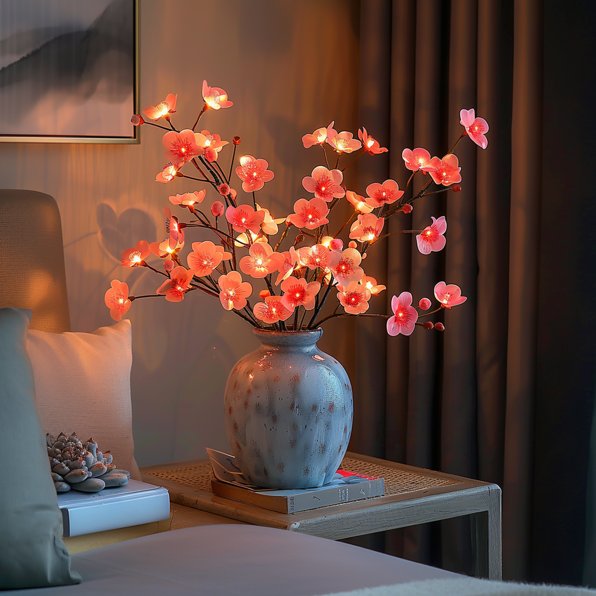 Battery Powered LED Twig Lights 28 Inch Bendable Olive Stem 120 Warm White Bulbs for Vases Centerpieces Living Room Bedroom Decor