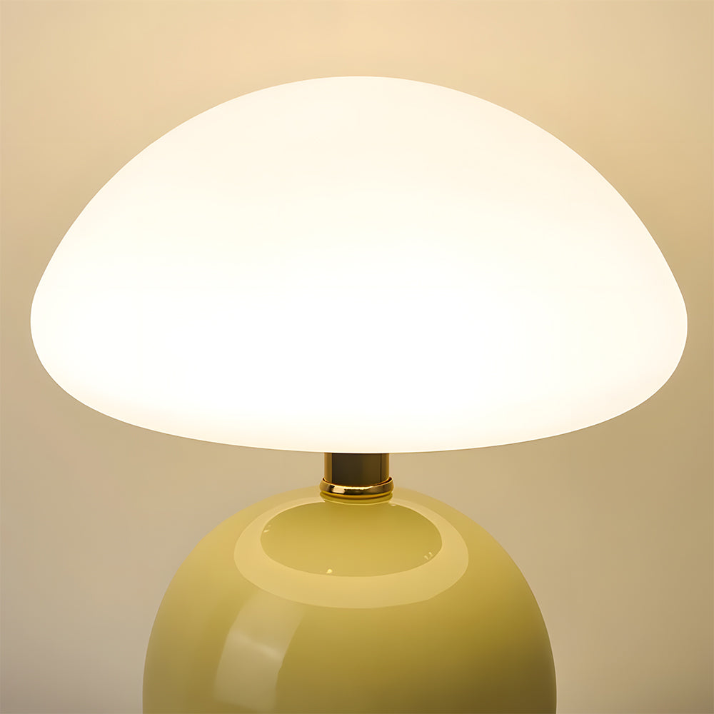 Ceramic Accent Lamp 9 in LED Mushroom Style 24W for Nightstand Office Living Space Soft Illumination