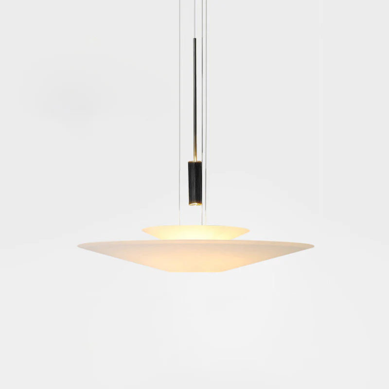 Layered Acrylic LED Ceiling Fixture 26 in Black Metal Hanging Light for Dining Table Kitchen Island Modern Circular Chandelier Adjustable Co