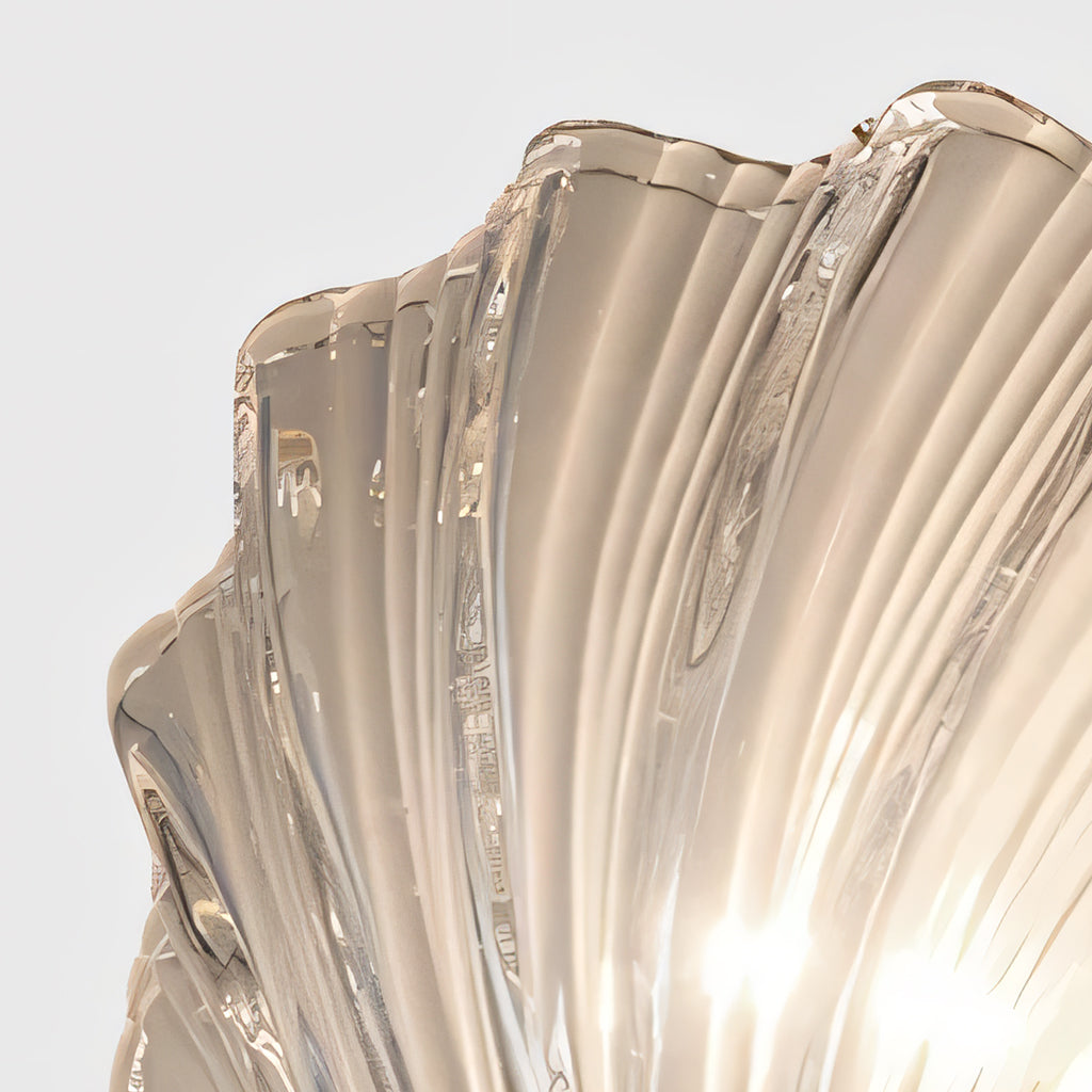 Sconce with Organic Shell-Shaped Shade – 10 Inch Brass & Glass Fixture for Bedside, Hallway, Powder Room – Subtle Glow