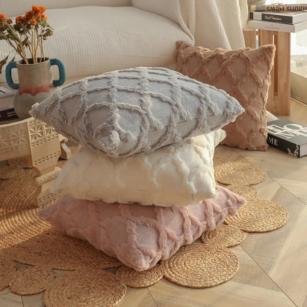 Lunel Velvet Pillow Cover - Boho Geometric, Soft Texture
