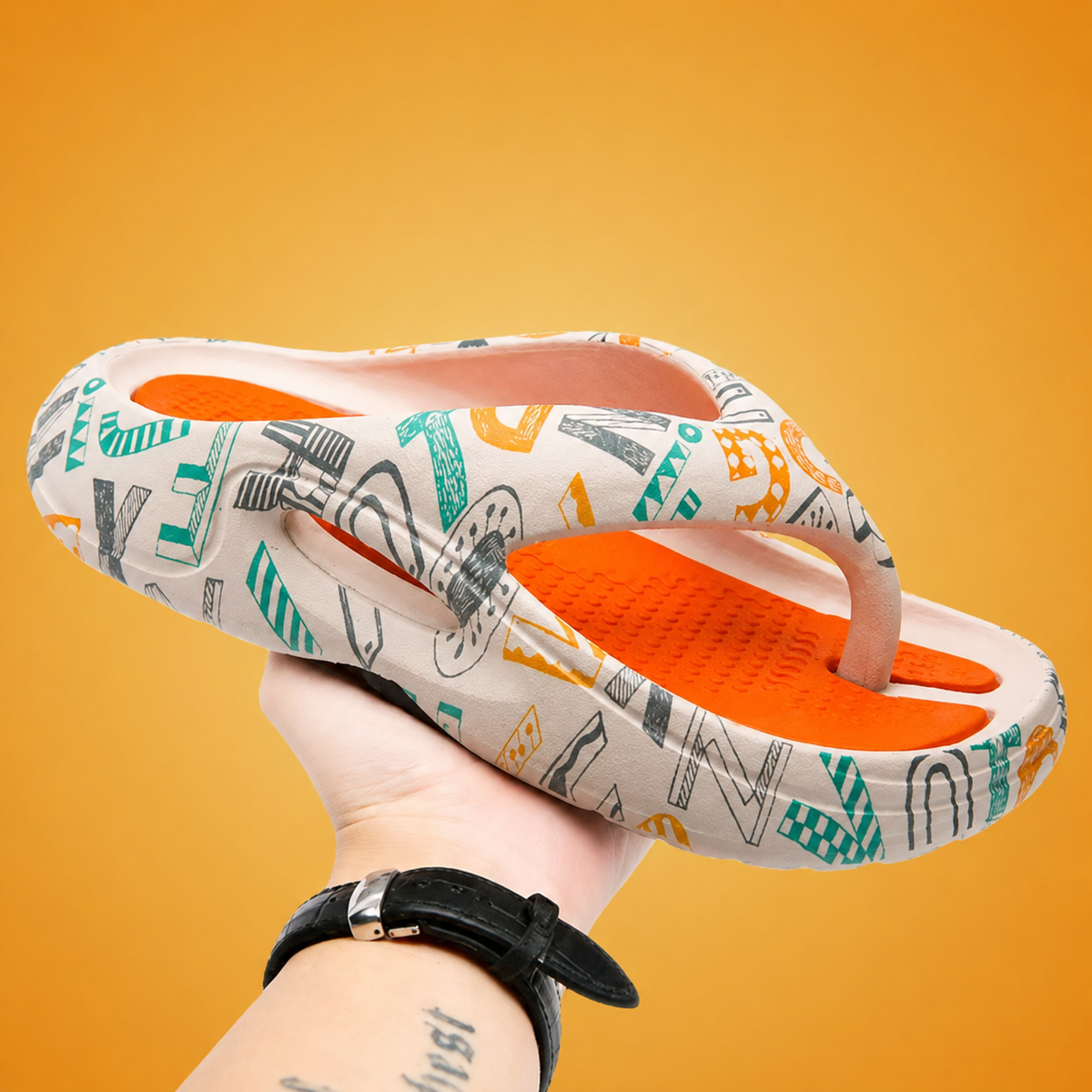Men's Sandals Flip Flops, Comfortable Sandals with Cushioned Thick Sole and Sport Grip, Lightweight Men's Slides
