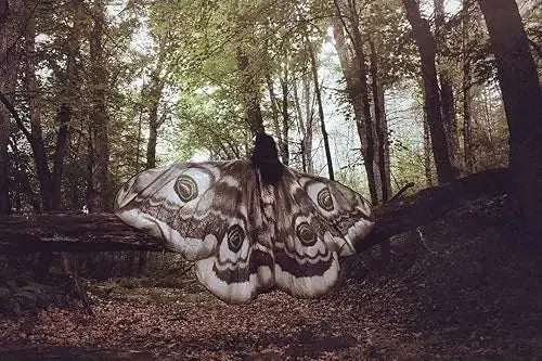 Moth Wing Cape Gray Nature-Inspired Costume Shawl for Festivals Photoshoots Halloween Performances Dance Parties Cosplay Events