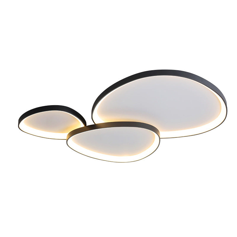 Oval LED Flush Mount Light Fixture 35 in White Aluminum Acrylic for Bedroom Dining Room Living Space Contemporary Low-Profile Overhead Light