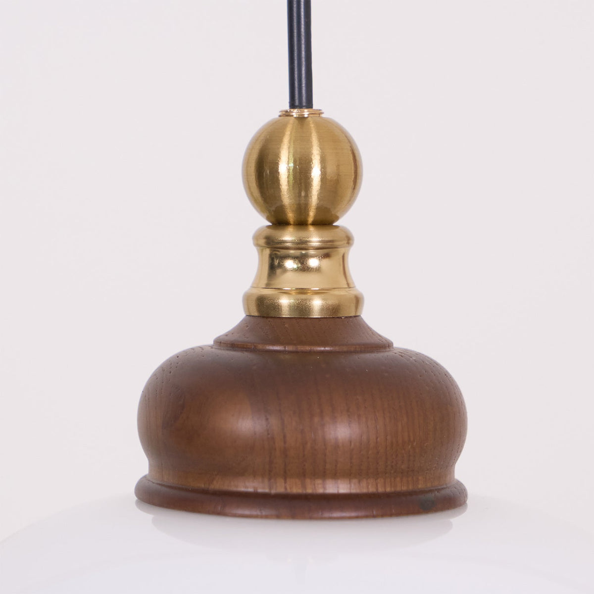 Glass Shade Hanging Lamp 6.3 Inch with Wood Accent for Kitchen Island Dining Table Overhead Fixture E26 Socket Adjustable Cord Dimmable Comp