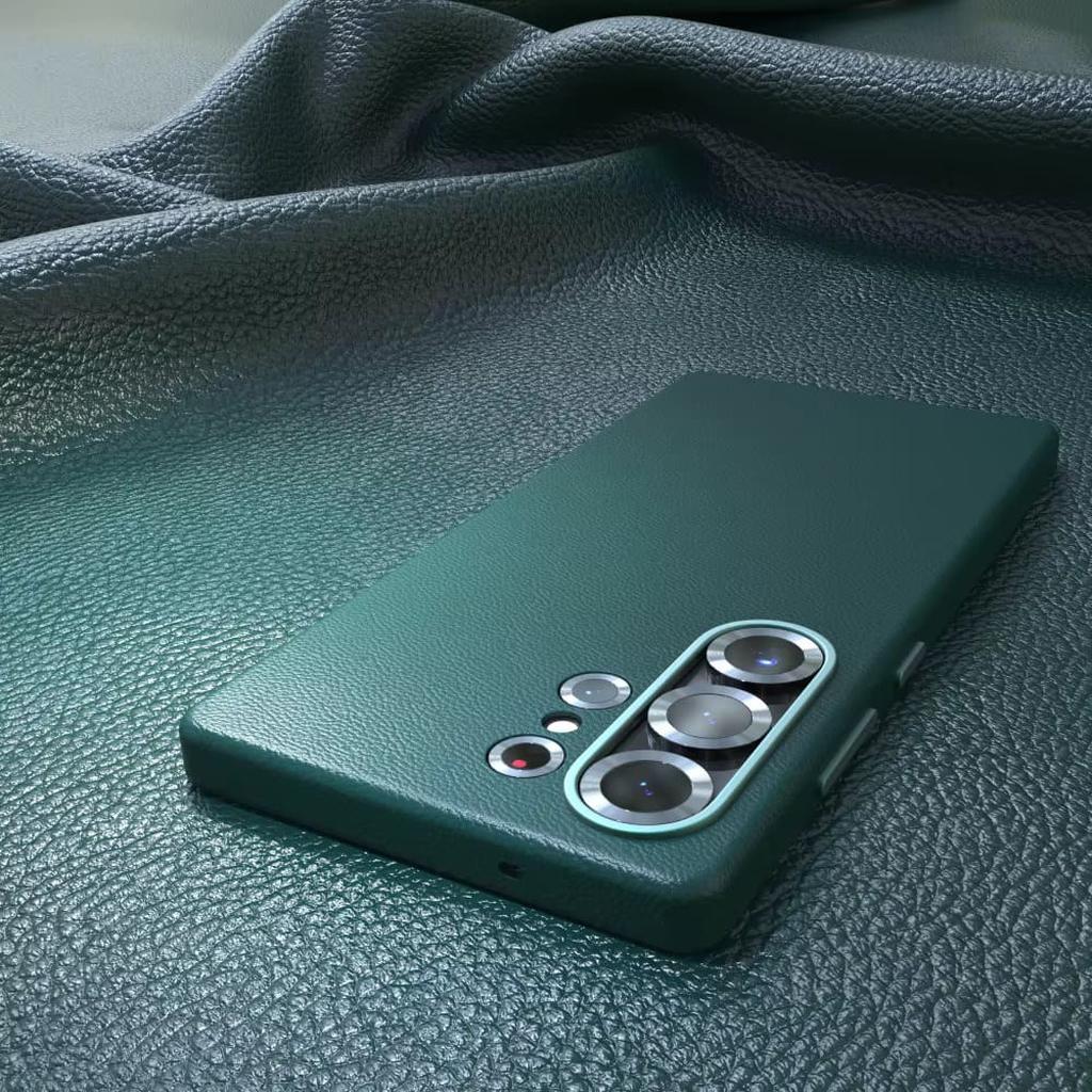 Leather Phone Case for Samsung Galaxy S25 S24 S23 S22 S21 Ultra Plus – Shockproof Protective Cover with Raised Edges for Screen and Camera
