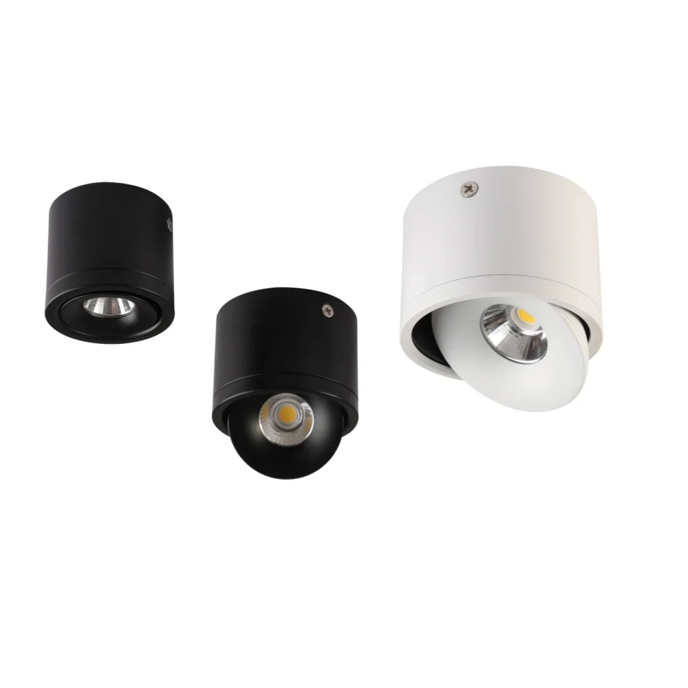 Rotatable LED Overhead Spot Light Fixture 4.4 in Diameter Aluminum Black White for Kitchen Island Living Room Adjustable Accent Track Lighti