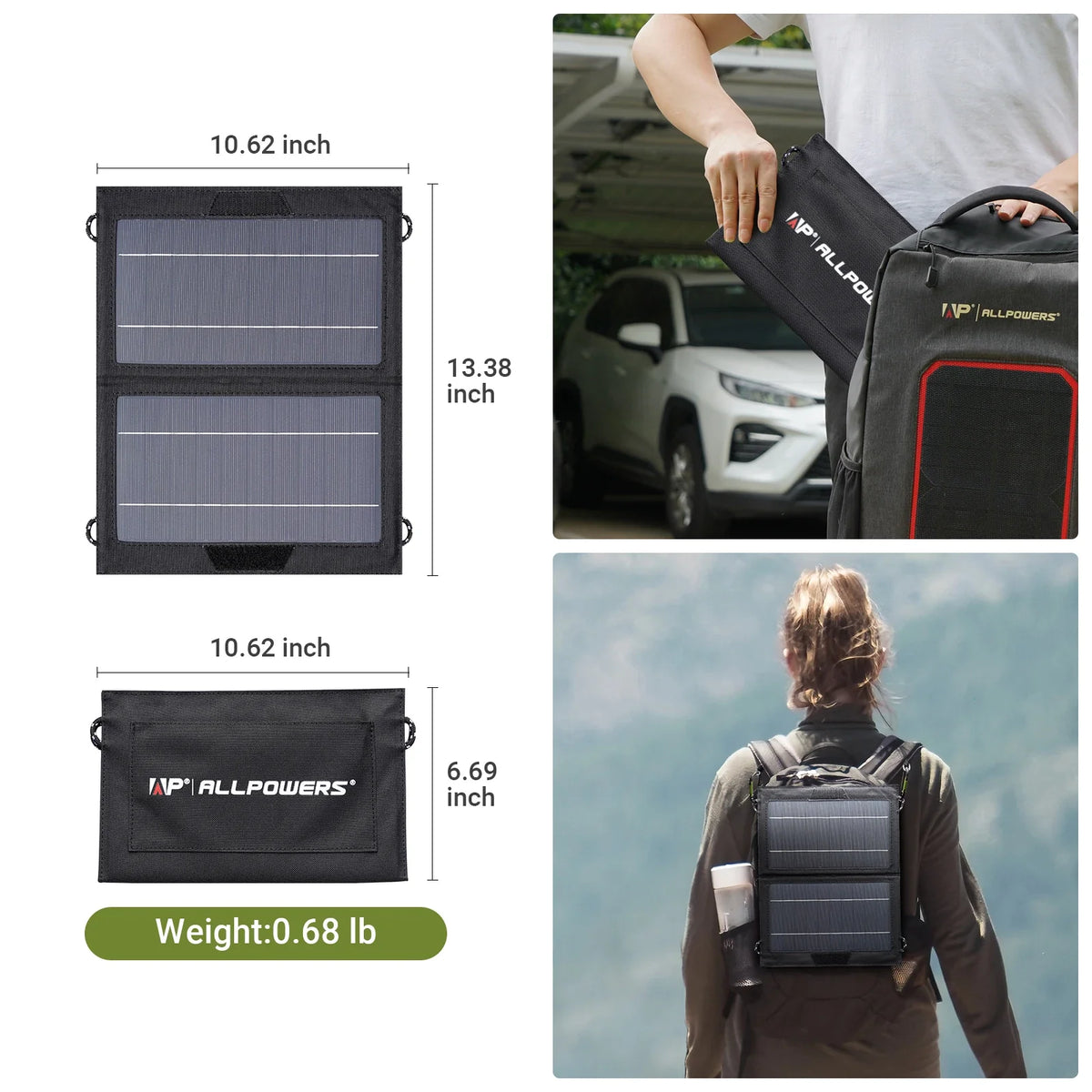 Portable Solar Charger | 10W Foldable Solar Phone Charger with High Efficiency | Lightweight Energy Solution for Outdoor Adventures
